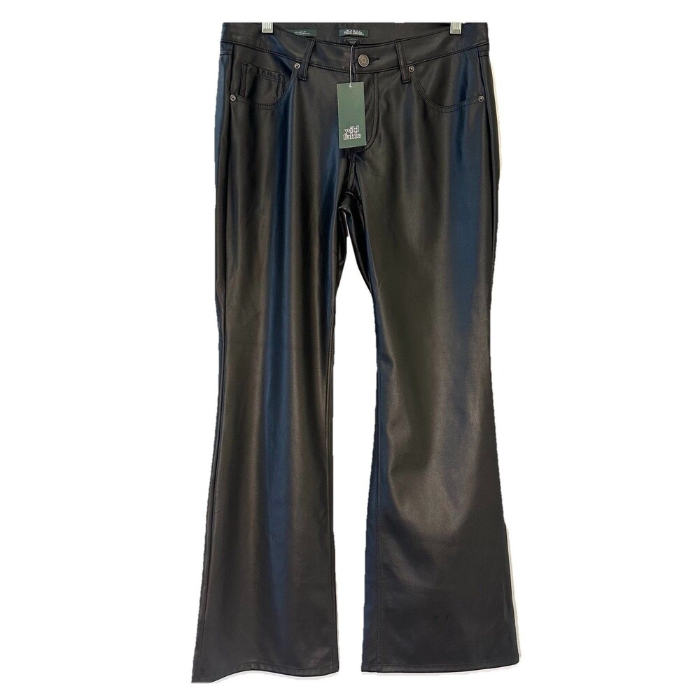 Wild Fable Black Faux Leather Low Rise Flare Pants Size 8 Y2K NWT